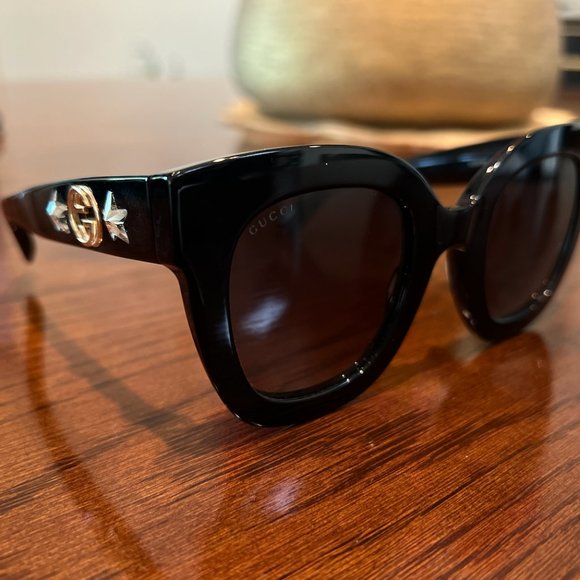 Gucci Rectangle Acetate GG Sunglasses w/ Crystal Stars - Picture 2 of 7